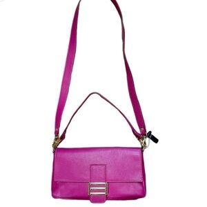 Divina Firenze Italian Pebbled Leather Pink Clutch/Crossbody/Shoulder Bag